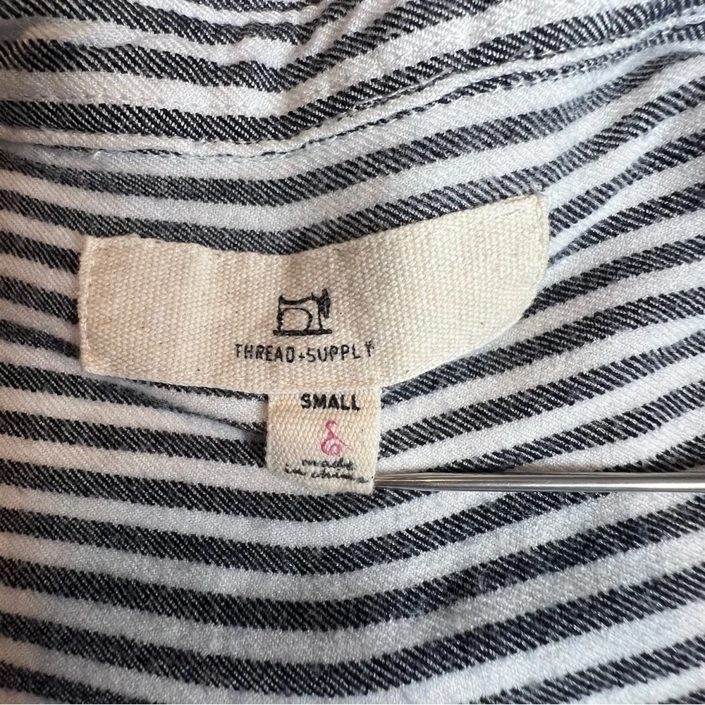 Thread+Supply Black & White Vertical Stripe Soft Tunic Top/Dress Women Sz Small